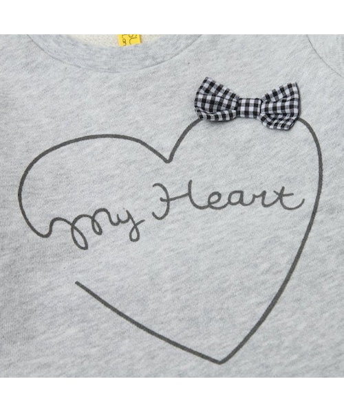 apres les cours（アプレレクール）の「◎girlyハートトレーナー（トップス・キッズ・グレー/ピンク・80/90/100/110/120/130/140）」の6枚目の写真