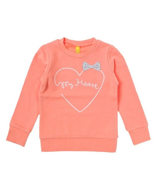 apres les cours（アプレレクール）の「◎girlyハートトレーナー（トップス・キッズ・グレー/ピンク・80/90/100/110/120/130/140）」の2枚目の写真