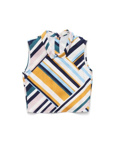 LILY BROWN（リリーブラウン）の「マルチストライプ襟付きブラウス（ブラウス・レディース・GRN/YEL/BLU・F）」の4枚目の写真