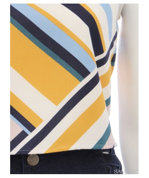 LILY BROWN（リリーブラウン）の「マルチストライプ襟付きブラウス（ブラウス・レディース・GRN/YEL/BLU・F）」の9枚目の写真