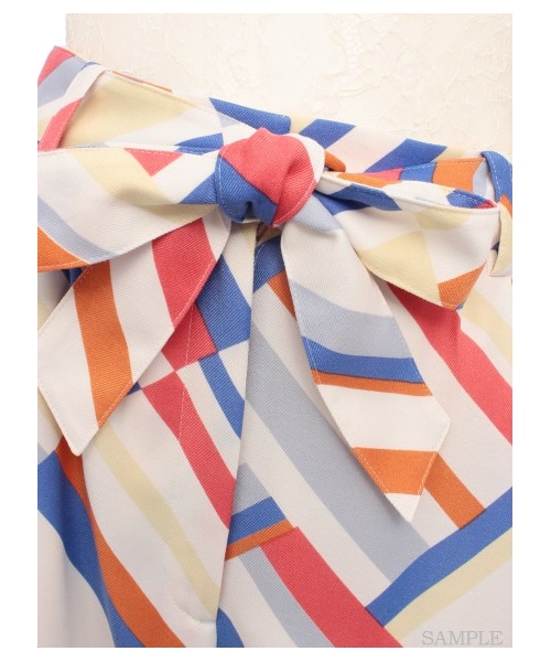 LILY BROWN（リリーブラウン）の「マルチストライプガウチョパンツ（ワイドパンツ・レディース・GRN/YEL/BLU・0/1）」の10枚目の写真