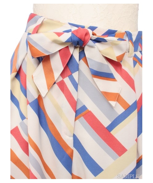 LILY BROWN（リリーブラウン）の「マルチストライプガウチョパンツ（ワイドパンツ・レディース・GRN/YEL/BLU・0/1）」の7枚目の写真