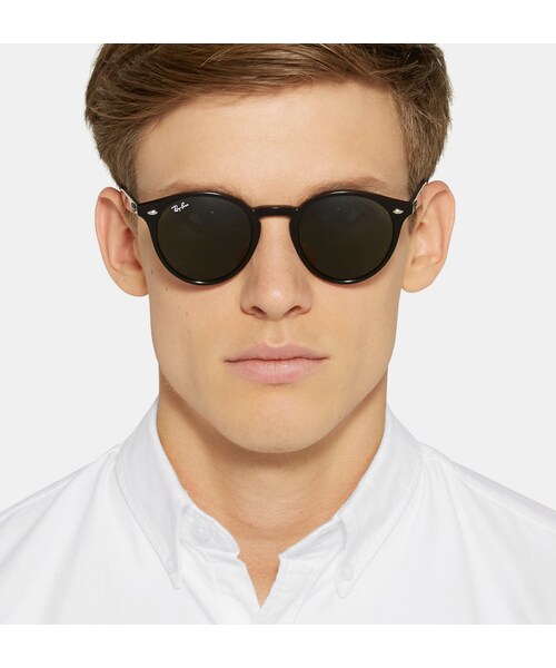 Ray-Ban（レイバン）の「Ray-Ban Round-Frame Acetate Sunglasses（サングラス・メンズ・Black・One size）」の2枚目の写真