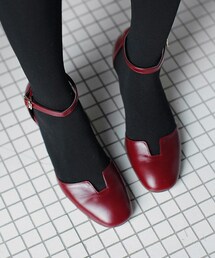 DHOLIC | ラウンドスクエアトゥアンクルストラップシューズ(パンプス)