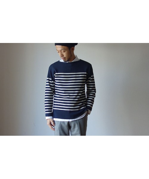 SAINT JAMES(セントジェームス)の「SAINTJAMES セントジェームス "NAVAL"SWEATER "ナヴァル"セーター MARINE×ECRU マリン×生成【正規取り扱い品】(ニット/セーター・メンズ・その他)」の2枚目の写真