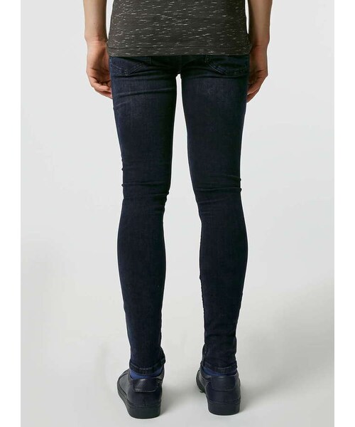 TOPMAN（トップマン）の「Navy Spray On Skinny Jeans（デニムパンツ・メンズ・Blue・28S/30S/32S/34S/28R/30R/32R/34R/36R/38R/30L/32L/34L/36L）」の5枚目の写真