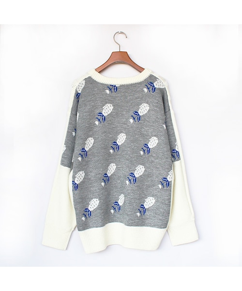 AlexanderLeeChang（アレキサンダーリーチャン）の「Fishplant Knit Sweater（トップス・Black/White・2）」の2枚目の写真