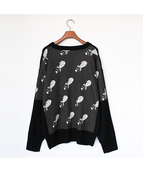 AlexanderLeeChang（アレキサンダーリーチャン）の「Fishplant Knit Sweater（トップス・Black/White・2）」の4枚目の写真