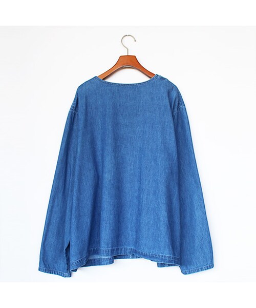 Vintage Clothing（ヴィンテージクロージング）の「No Collar Denim Shirts（トップス・Blue・One）」の2枚目の写真