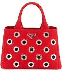 PRADA | Prada Canapa Grommet Small Garden Tote Bag, Red (Rosso)(トートバッグ)