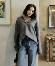 DHOLIC | Vネックルーズフィットニットプルオーバー(ニット/セーター)