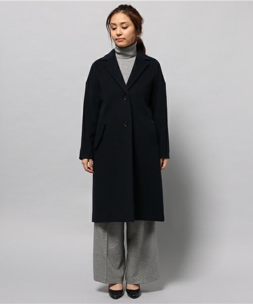 fredy emue(フレディエミュ)の「ビーバーロングテーラーコート(チェスターコート・レディース・グレー/ネイビー・36/38)」の3枚目の写真