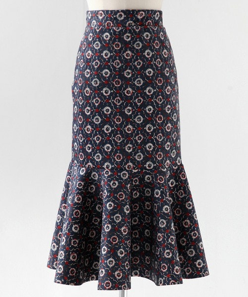 DHOLIC（ディーホリック）の「アンティークパターンマーメイドミモレ丈スカート（スカート・レディース・ベージュ/ディープブルー/ディープレッド・FREE）」の2枚目の写真