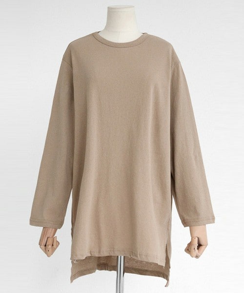 DHOLIC（ディーホリック）の「アンバランス丈コットンTシャツ（Tシャツ/カットソー・レディース・ブラック/ダークグレー/ホワイトアイボリー/ネイビー/ベージュ・FREE）」の4枚目の写真