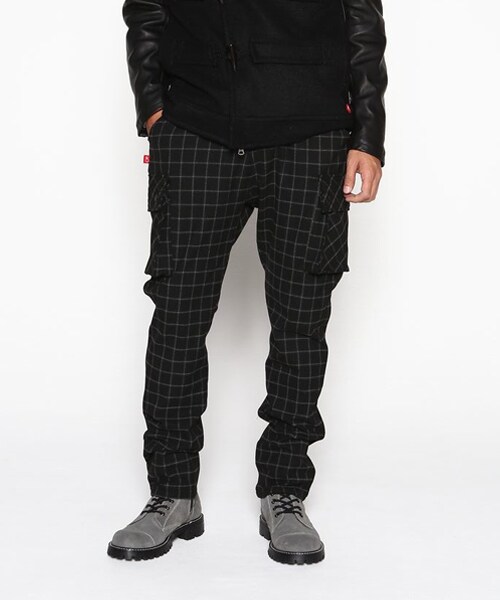 VIRGOwearworks(ヴァルゴウェアワークス)の「Uk check strech cargo pants チェックカーゴパンツ(パンツ・メンズ・GRAY/BLACK・2/3/4)」の6枚目の写真