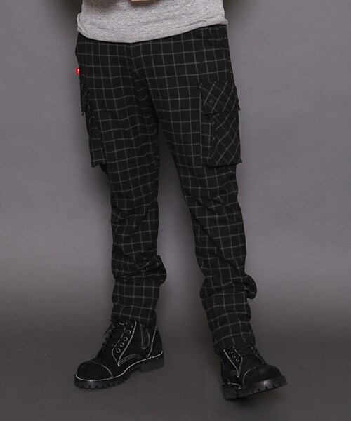 VIRGOwearworks(ヴァルゴウェアワークス)の「Uk check strech cargo pants チェックカーゴパンツ(パンツ・メンズ・GRAY/BLACK・2/3/4)」の1枚目の写真