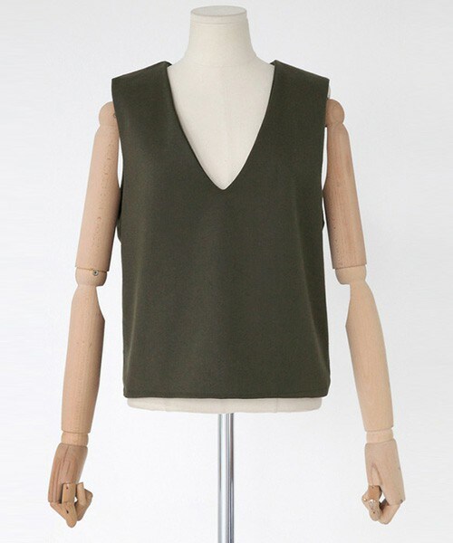 DHOLIC（ディーホリック）の「Vネッククロップド丈スリーブレス（その他トップス・レディース・チェック/カーキ/ブラック・FREE）」の3枚目の写真
