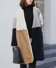 DHOLIC | ツーマテリアルマルチカラーノーカラーコート(その他アウター)