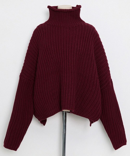 DHOLIC（ディーホリック）の「ボトルネッククロップドニットプルオーバー（ニット/セーター・レディース・ブラック/アイボリー/ワイン・FREE）」の3枚目の写真