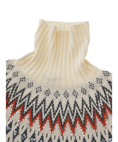 w closet（ダブルクローゼット）の「ビーズ付きキュウシン柄ニット（トップス・レディース・アイボリー/グレー・FREE）」の6枚目の写真