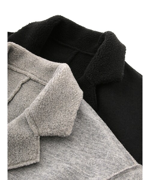 w closet(ダブルクローゼット)の「リバーシブルウール×ボアボンディングコート(ジャケット/アウター・レディース・グレー/ブラック/ベージュ・FREE)」の12枚目の写真