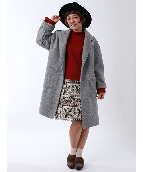 w closet(ダブルクローゼット)の「リバーシブルウール×ボアボンディングコート(ジャケット/アウター・レディース・グレー/ブラック/ベージュ・FREE)」の13枚目の写真