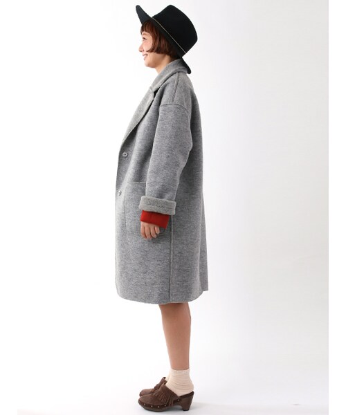 w closet(ダブルクローゼット)の「リバーシブルウール×ボアボンディングコート(ジャケット/アウター・レディース・グレー/ブラック/ベージュ・FREE)」の5枚目の写真