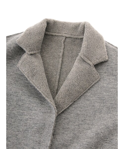 w closet(ダブルクローゼット)の「リバーシブルウール×ボアボンディングコート(ジャケット/アウター・レディース・グレー/ブラック/ベージュ・FREE)」の7枚目の写真