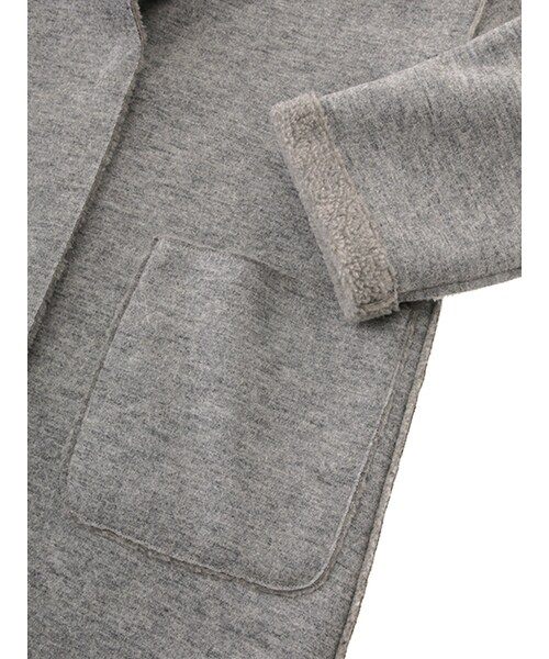 w closet(ダブルクローゼット)の「リバーシブルウール×ボアボンディングコート(ジャケット/アウター・レディース・グレー/ブラック/ベージュ・FREE)」の10枚目の写真