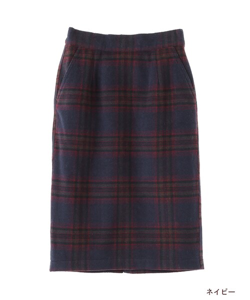 w closet（ダブルクローゼット）の「起毛チェックタイトスカート（スカート・レディース・ブラウン/ネイビー・FREE）」の2枚目の写真