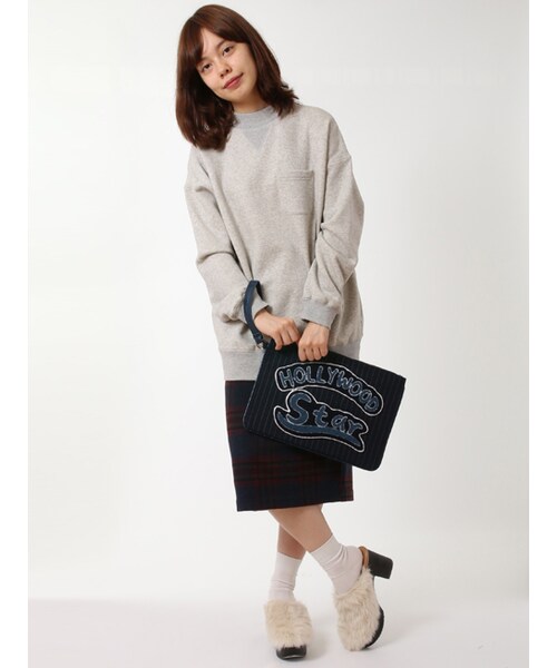 w closet（ダブルクローゼット）の「起毛チェックタイトスカート（スカート・レディース・ブラウン/ネイビー・FREE）」の13枚目の写真