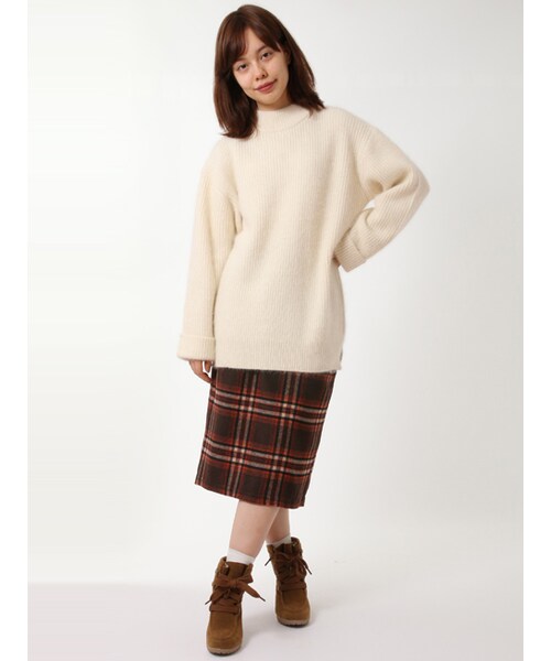 w closet（ダブルクローゼット）の「起毛チェックタイトスカート（スカート・レディース・ブラウン/ネイビー・FREE）」の12枚目の写真