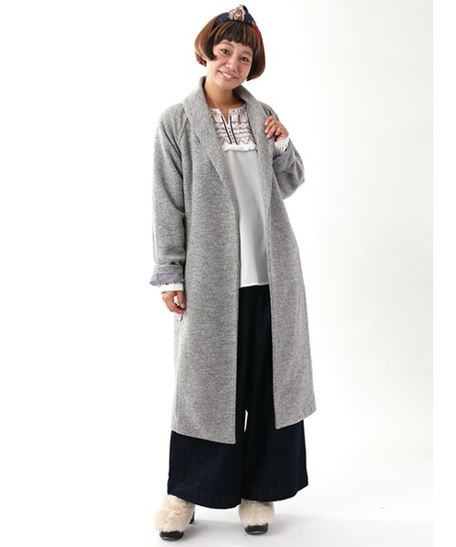 w closet(ダブルクローゼット)の「スライバーガウンコート(ジャケット/アウター・レディース・ベージュ/キャメル/グレー・FREE)」の14枚目の写真