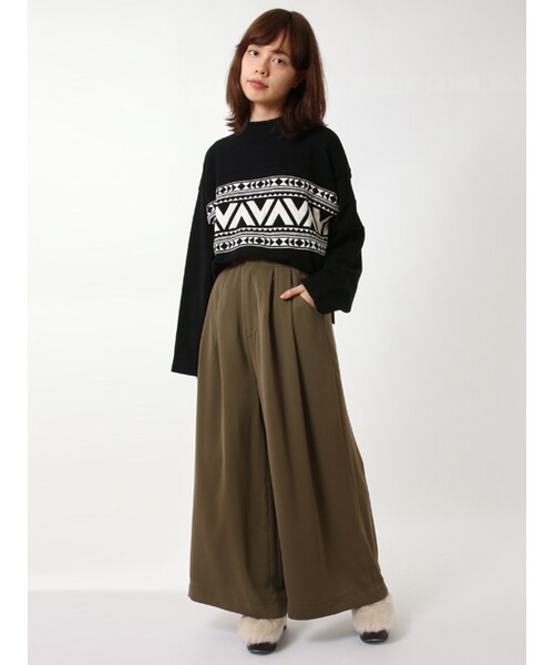 w closet（ダブルクローゼット）の「タック入り9分丈ワイドパンツ（パンツ・レディース・エクリュ/カーキ/ブラック・FREE）」の12枚目の写真