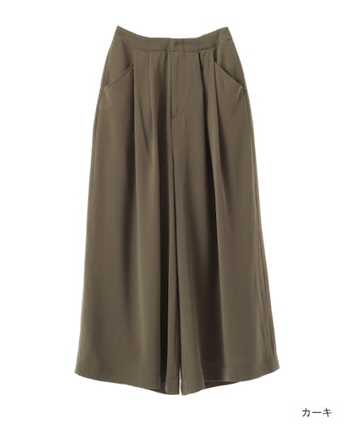 w closet（ダブルクローゼット）の「タック入り9分丈ワイドパンツ（パンツ・レディース・エクリュ/カーキ/ブラック・FREE）」の2枚目の写真