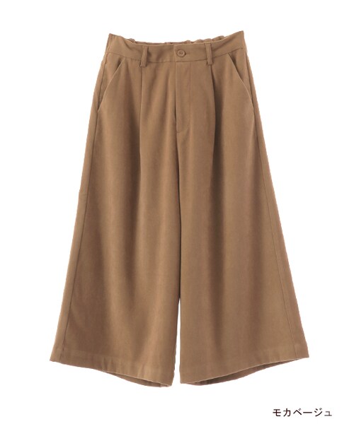 w closet(ダブルクローゼット)の「起毛タック入りガウチョパンツ(パンツ・レディース・モカベージュ/カーキ・FREE)」の1枚目の写真