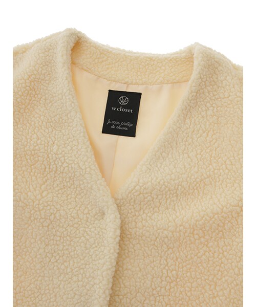 w closet（ダブルクローゼット）の「Vネックボアコート（ジャケット/アウター・レディース・アイボリー/グレージュ・FREE）」の6枚目の写真