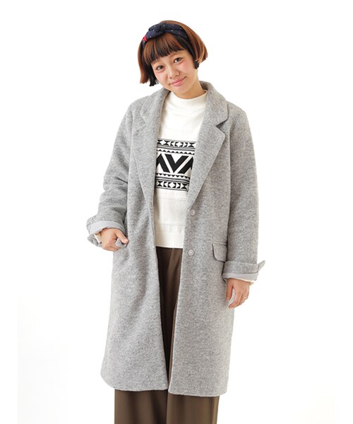 w closet（ダブルクローゼット）の「スライバーチェスターコート（ジャケット/アウター・レディース・ベージュ/サックス/Lグレー・FREE）」の4枚目の写真