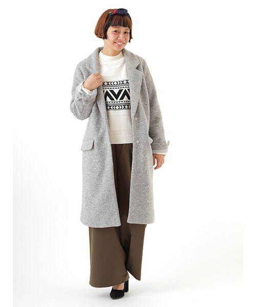 w closet（ダブルクローゼット）の「スライバーチェスターコート（ジャケット/アウター・レディース・ベージュ/サックス/Lグレー・FREE）」の12枚目の写真