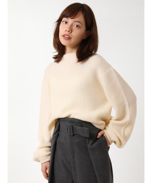 w closet(ダブルクローゼット)の「7G片畦ボトルネックニット(トップス・レディース・オフホワイト/キャメル/ボルドー・FREE)」の4枚目の写真