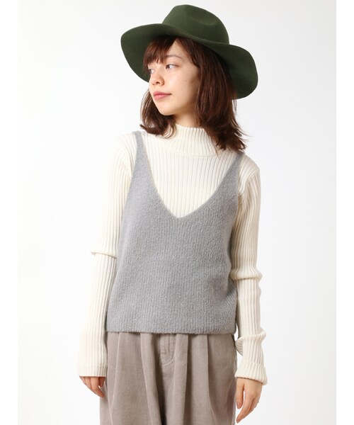 w closet（ダブルクローゼット）の「7G片畦ビスチェ（トップス・レディース・Lグレー/キャメル/ネイビー・FREE）」の4枚目の写真