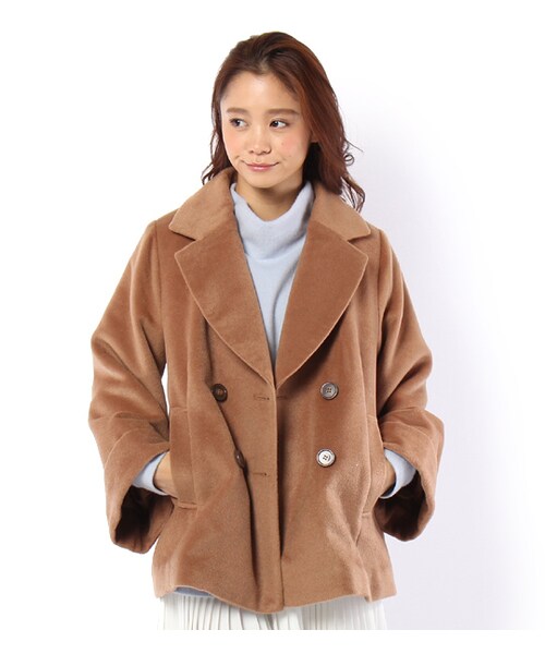 PAGEBOY（ページボーイ）の「ウール混BIGスリーブショートコート（ジャケット/アウター・レディース・グレー/キャメル）」の2枚目の写真