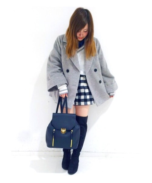 PAGEBOY（ページボーイ）の「ウール混BIGスリーブショートコート（ジャケット/アウター・レディース・グレー/キャメル）」の12枚目の写真