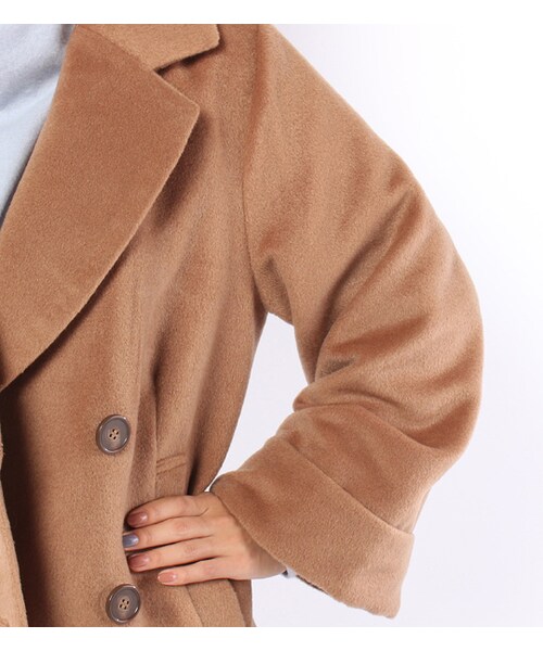 PAGEBOY（ページボーイ）の「ウール混BIGスリーブショートコート（ジャケット/アウター・レディース・グレー/キャメル）」の8枚目の写真