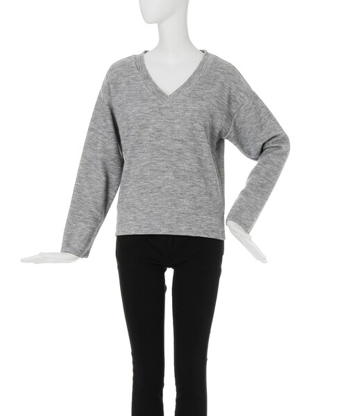 EMODA（エモダ）の「W FACE V NECK トップス（トップス・レディース・ホワイト/グレー/ブラック/ベージュ・F）」の5枚目の写真