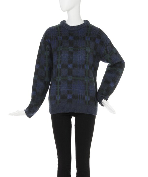 EMODA(エモダ)の「Light check fur knit(トップス・レディース・ホワイト/グリーン/ネイビー・F)」の4枚目の写真