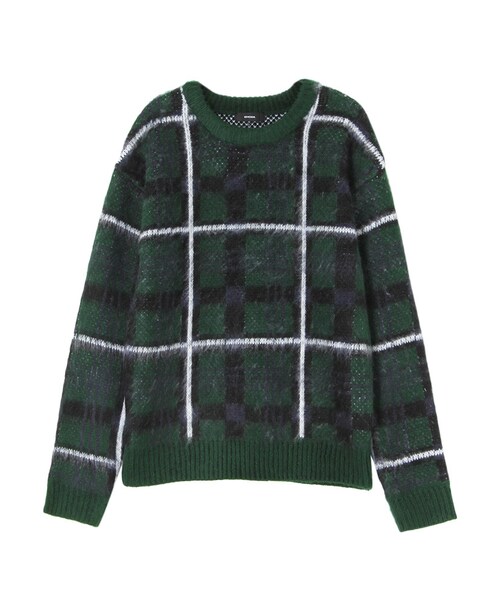 EMODA(エモダ)の「Light check fur knit(トップス・レディース・ホワイト/グリーン/ネイビー・F)」の2枚目の写真