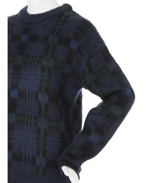 EMODA(エモダ)の「Light check fur knit(トップス・レディース・ホワイト/グリーン/ネイビー・F)」の8枚目の写真