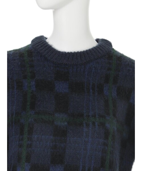 EMODA(エモダ)の「Light check fur knit(トップス・レディース・ホワイト/グリーン/ネイビー・F)」の7枚目の写真