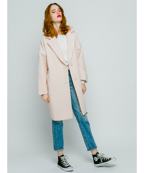 jouetie（ジュエティ）の「モッサドロップショルダーチェスターコート（ジャケット/アウター・レディース・オフホワイト/グレー/ピンク・M）」の4枚目の写真